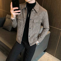 Balthazar | Men's Button-Down Plaid Jacket in Grey and Taupe