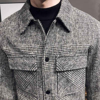 Balthazar | Men's Button-Down Plaid Jacket in Grey and Taupe