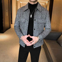 Balthazar | Men's Button-Down Plaid Jacket in Grey and Taupe