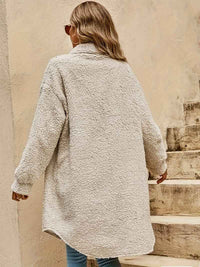 Benedicta | Women's Beige Oversized Sherpa Coat