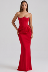Anouk | Draped Pleated Strapless Maxi Dress
