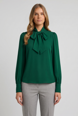 Margot | Bow-Tie Neck Long Sleeve Draped Blouse