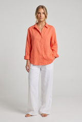 Marlowe | Relaxed Button-Up Long Sleeve Linen Shirt