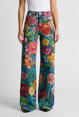 Winnie | Women's Wide Leg Jeans Floral Print High Waisted