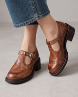 Eulalia | Women's Brogue Mary Jane Brown Leather Comfort Shoes