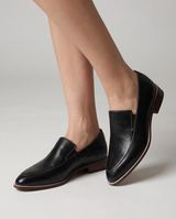 Bettany | Women's Leather Slip On Loafers Black Comfort Fit