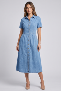 Genevieve | Women's Denim Shirt Dress Light Blue (v2)