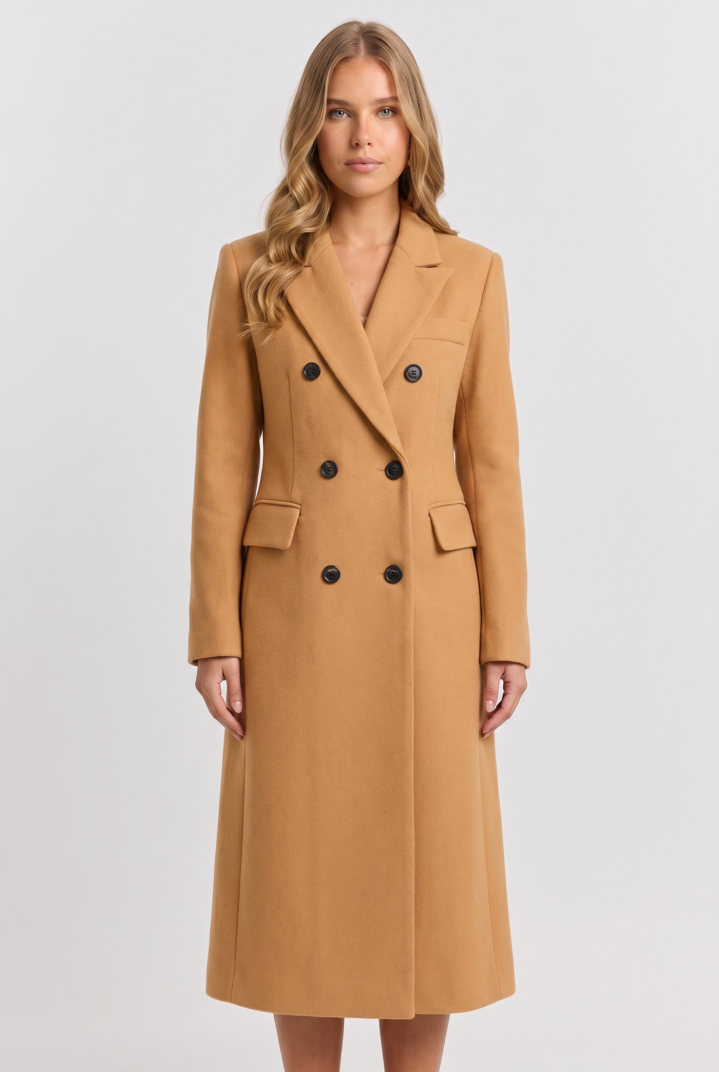 Dorothea | Women's Double Breasted Wool Coat Camel (v2)
