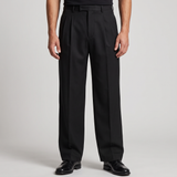Griffith | Men's Pleated Wide Leg Dress Trousers Black
