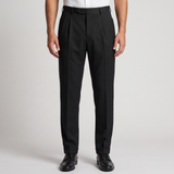 Hadleigh | Men's Pleated Dress Trousers Black Straight Fit