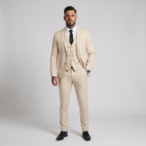 Cosgrove | Men's Three Piece Slim Fit Suit Cream Formal Blazer Vest Trousers