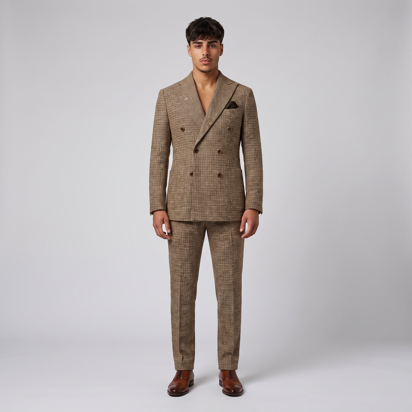 Falconer | Men's Herringbone Tweed Suit Beige