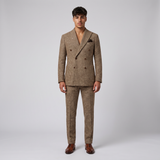 Falconer | Men's Herringbone Tweed Suit Beige Double Breasted