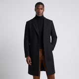 Constantine | Men's Overcoat Black Wool Long Single Breasted