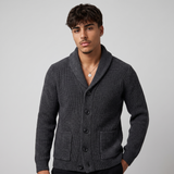 Emrys | Men's Shawl Collar Cardigan Charcoal Grey Ribbed Knit