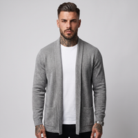 Cassian | Men's Open Front Cardigan Grey
