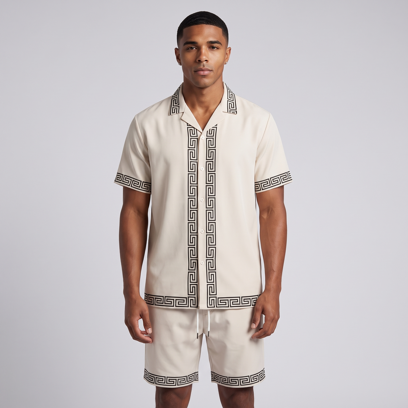 Bertram | Men's Sweatsuit Cream Greek Key