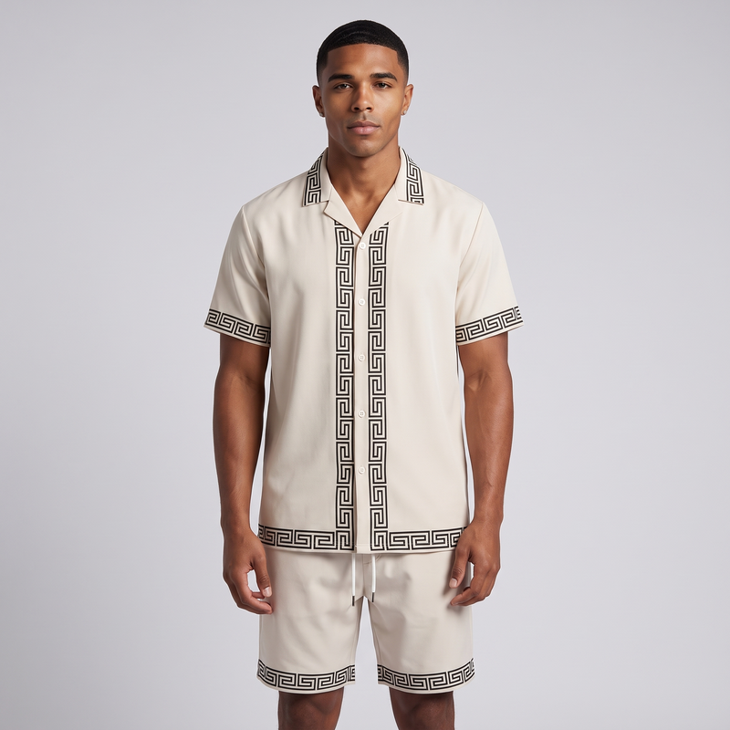 Bertram | Men's Sweatsuit Cream Greek Key