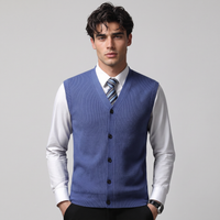 Crowther | Men's Jumper Vest Blue V Neck