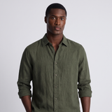 Bellamy | Men's Casual Linen Button Up Shirt Olive Green