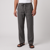 Auden | Men's Linen Trousers Charcoal Wide Leg Drawstring