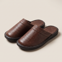 Burnaby | Men's Leather House Shoes Brown Slip On
