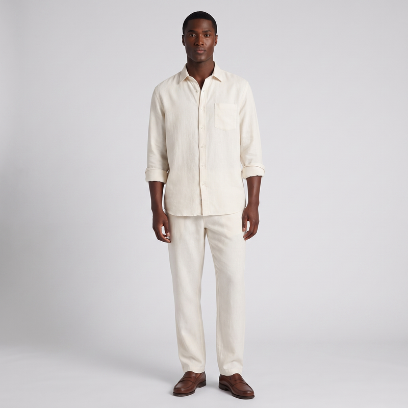 Alaric | Men's Linen Set Cream Oversized (v2)