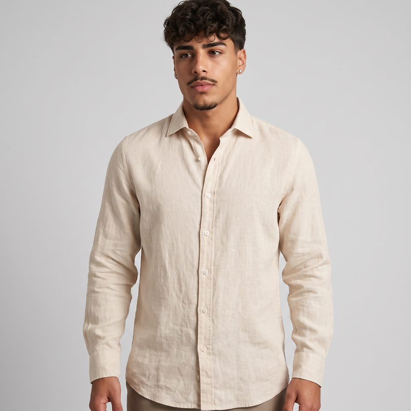 Whitlock | Men's Linen Shirt Cream (v2)