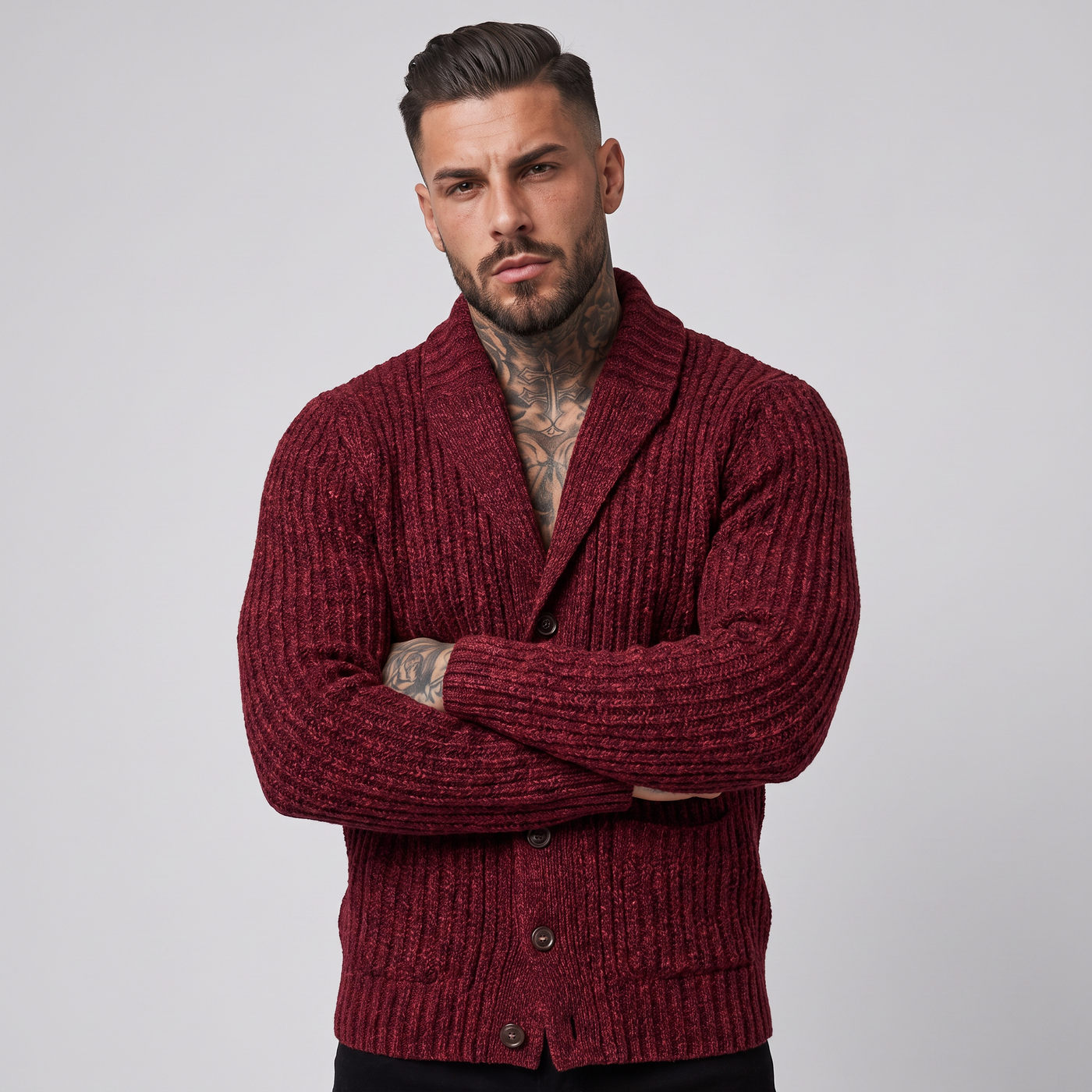 Mark | Men's Chunky Knit Shawl Collar Cardigan