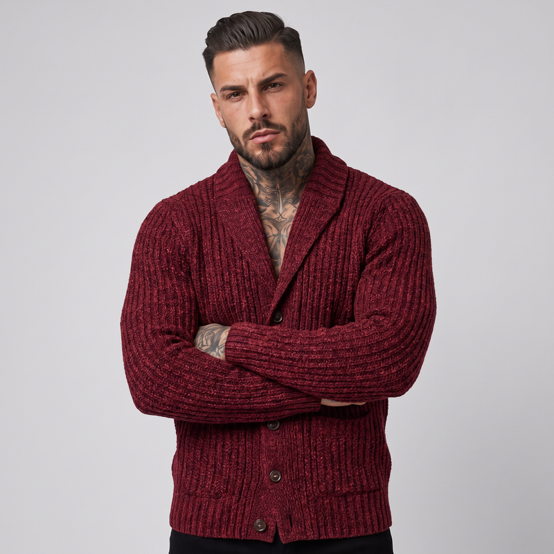 Mark | Men's Chunky Knit Shawl Collar Cardigan