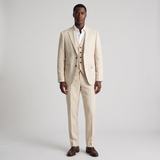 Adam | Men's Beige Linen Blend 3 Piece Suit with Jacket Waistcoat and Trousers