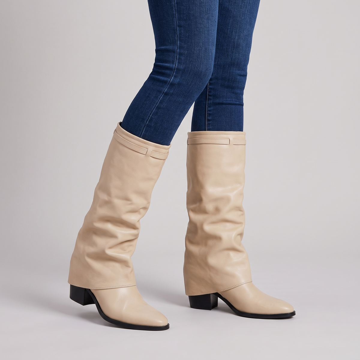 Marcella | Women's Mid Calf Slouch Block Heel Boots