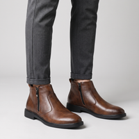 Kael | Men's Leather Chelsea Boots Brown and Black Side Zip