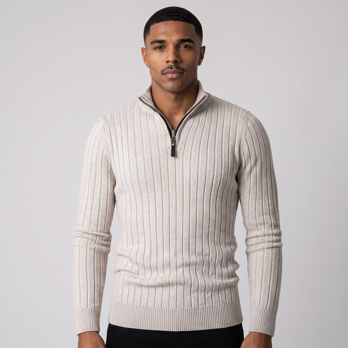 Tremaine | Men's Half-Zip Ribbed Jumper Stand Collar