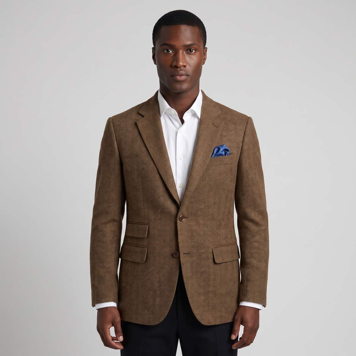 Stanhope | Men's Herringbone Wool Blazer Coffee