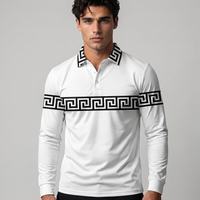 Somerset | Men's Greek Key Long Sleeve Polo Shirt
