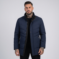 Uxbridge | Men's Long Quilted Puffer Jacket Navy Blue and Black