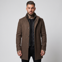 Thaddeus | Men's Mid-Length Stand Collar Overcoat