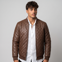 Tobias | Men's Quilted Leather Bomber Jacket Full Zip