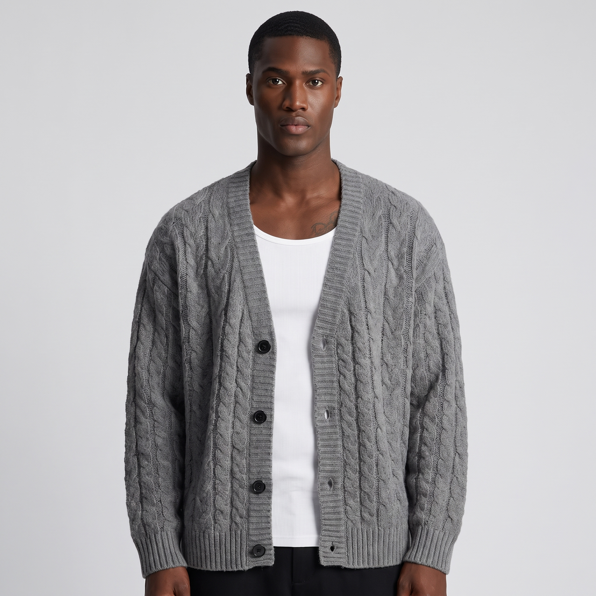 Trevelyan | Men's Oversized Cable Knit Cardigan Button Up