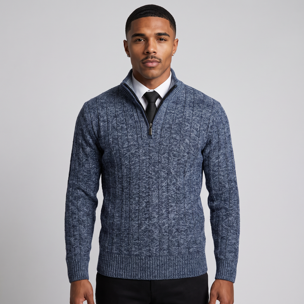 Redmond | Men's Quarter Zip Cable Knit Jumper