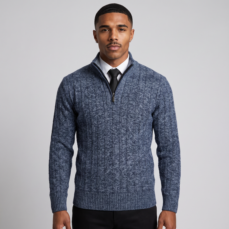 Redmond | Men's Quarter Zip Cable Knit Jumper