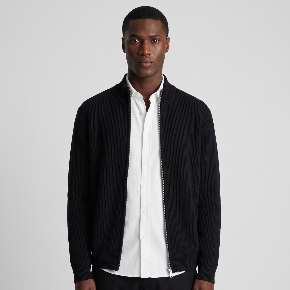Rupert | Men's Full-Zip Ribbed Jumper Stand Collar