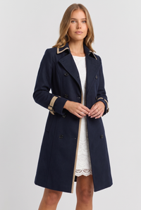 Solene | Women's Double Breasted Midi Coat Khaki and Black
