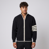 Verner | Men's Zip Up Stand Collar Jumper Striped Sleeve