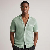 Sage | Men's Casual Knit Button Up Short Sleeve Shirt