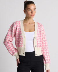Tiphaine | Women's Cropped V-Neck Cardigan Pink and Green