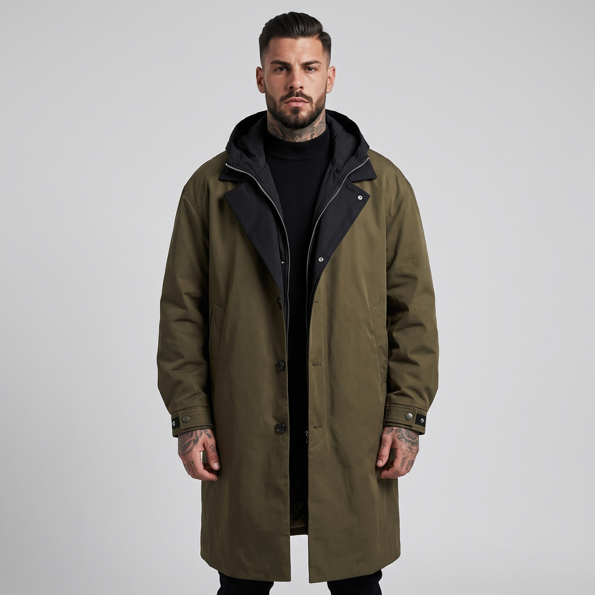 Salisbury | Men's Convertible Trench Coat Green and Black