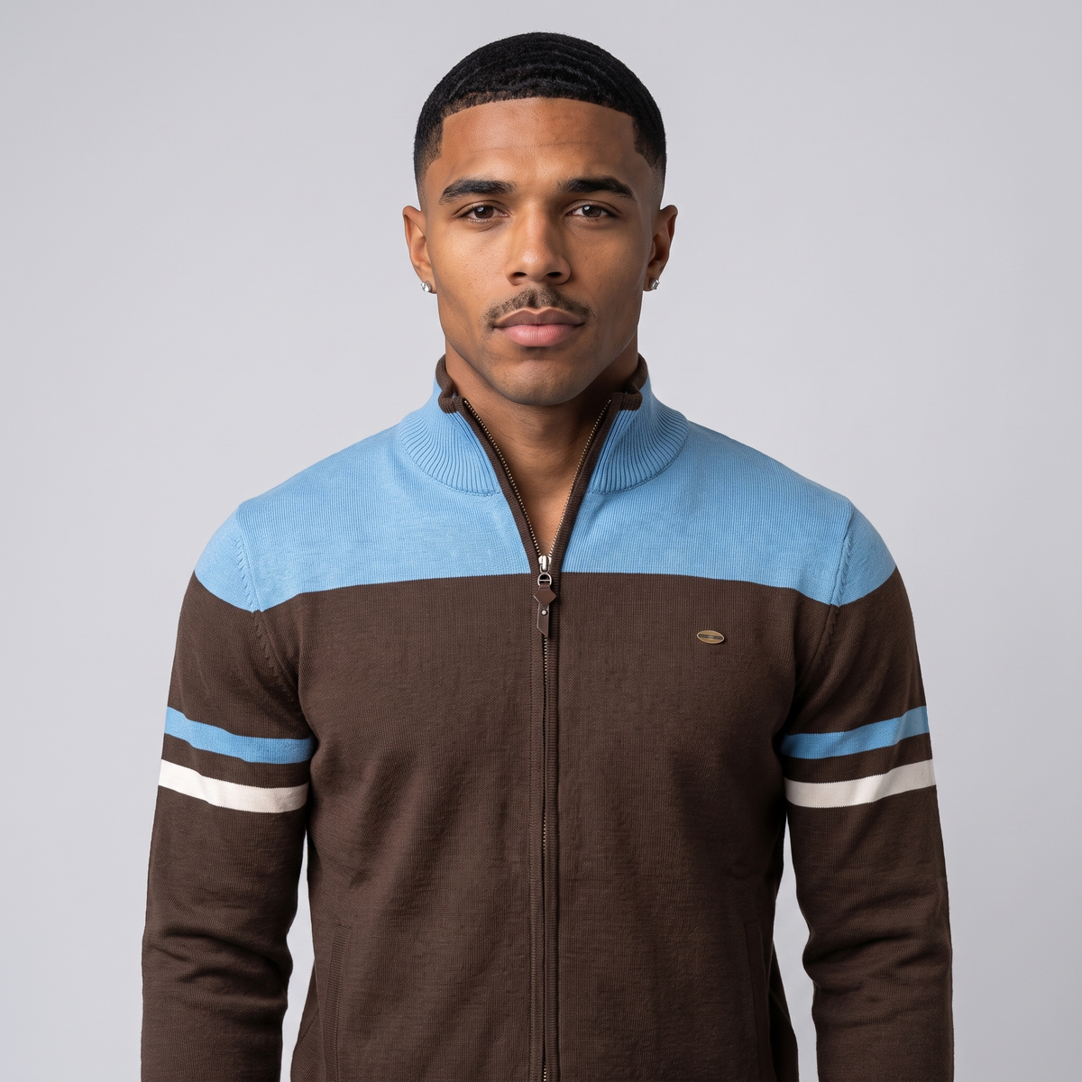 Jocelyn | Men's Zip-Up Colour Block Jacket Striped Sleeves