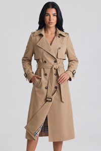 Mirabel | Women's Belted Long Trench Coat Double Breasted